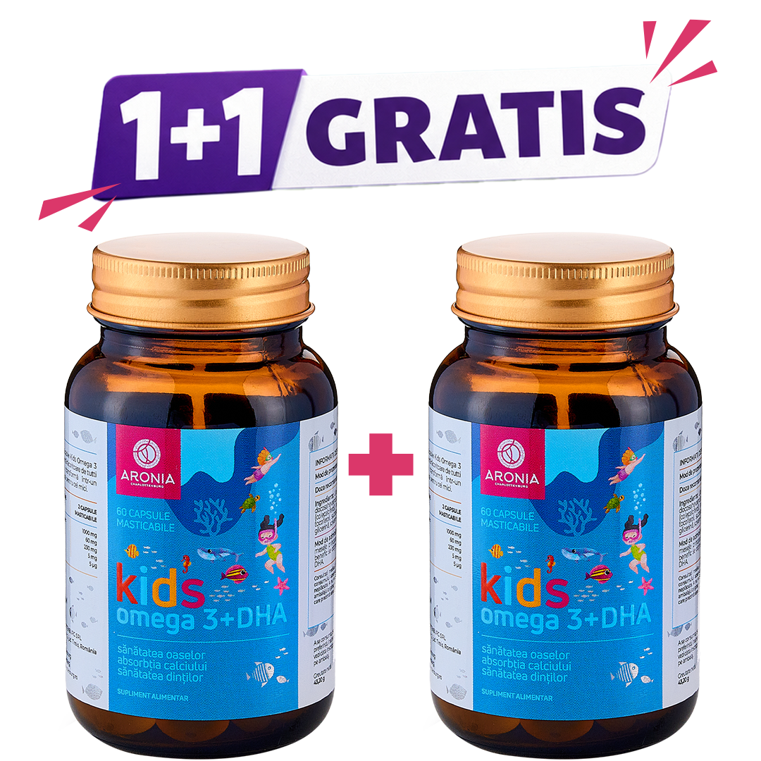 Kids Omega 3 + DHA — 60 capsule masticabile pentru creșterea și dezvoltarea sănătoasă a copiilor
