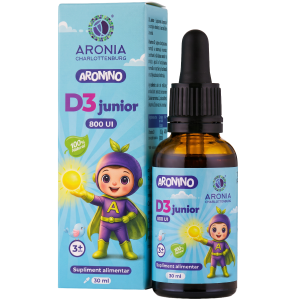 ARONINO Vitamina D3 Junior — 800 UI, 30ml — supliment natural pentru creșterea sănătoasă a copiilor