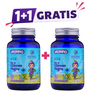 Aronino Kids Ulei de Chimen Negru — 60 capsule masticabile care susțin imunitatea, sistemul respirator și energia copiilor