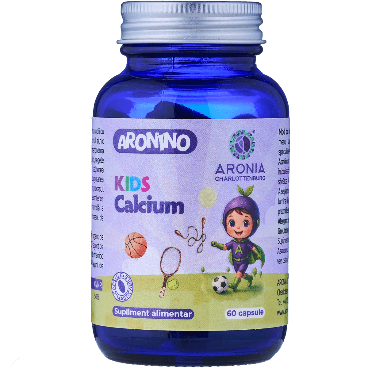 Aronino Kids Calcium — 60 capsule masticabile care sustin cresterea si dezvoltarea armonioasa a copiilor