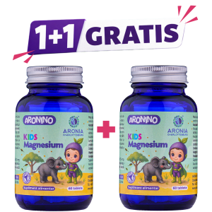 Aronino Kids Magnesium — 60 tablete masticabile care sprijină energia, mușchii și oasele copiilor