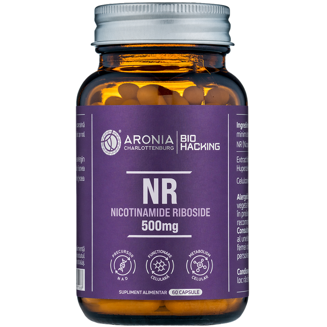 NR la 500 mg — 60 capsule care susțin energia celulară, funcțiile cognitive și îmbătrânirea sănătoasă | Bio Hacking