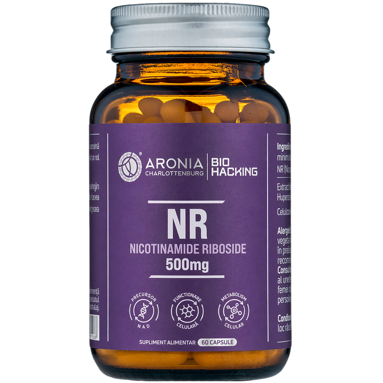 NR la 500 mg — 60 capsule care susțin energia celulară, funcțiile cognitive și îmbătrânirea sănătoasă | Bio Hacking