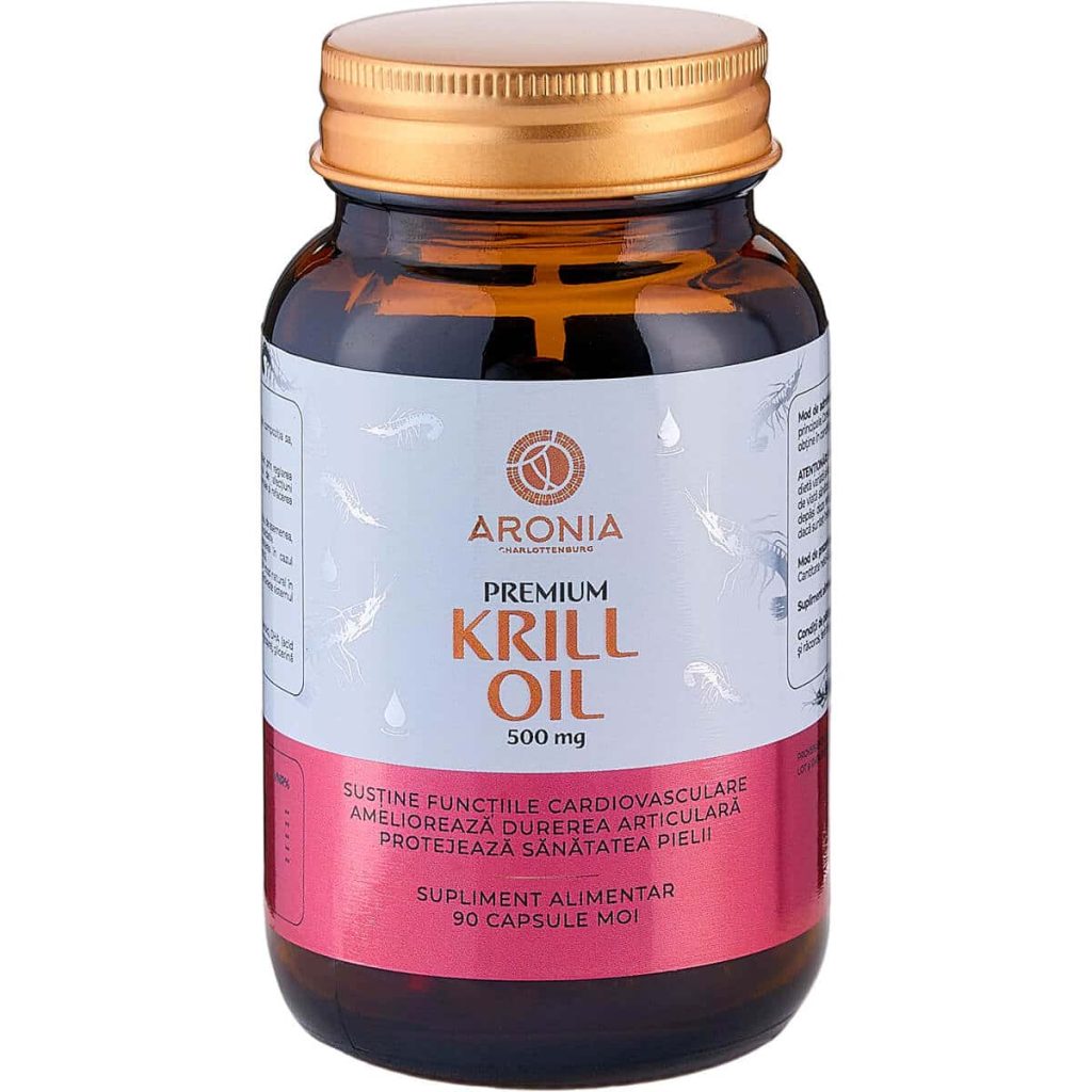 7. Premium Krill Oil 500mg — 90 capsule cu beneficii pentru inimă, ochi, piele și creier