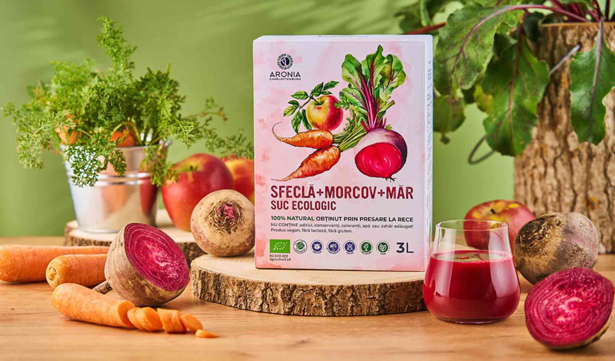 Cum aleg un suc bio autentic (suc marca Aronia Charlottenburg, legume si fructe, masa din lemn)
