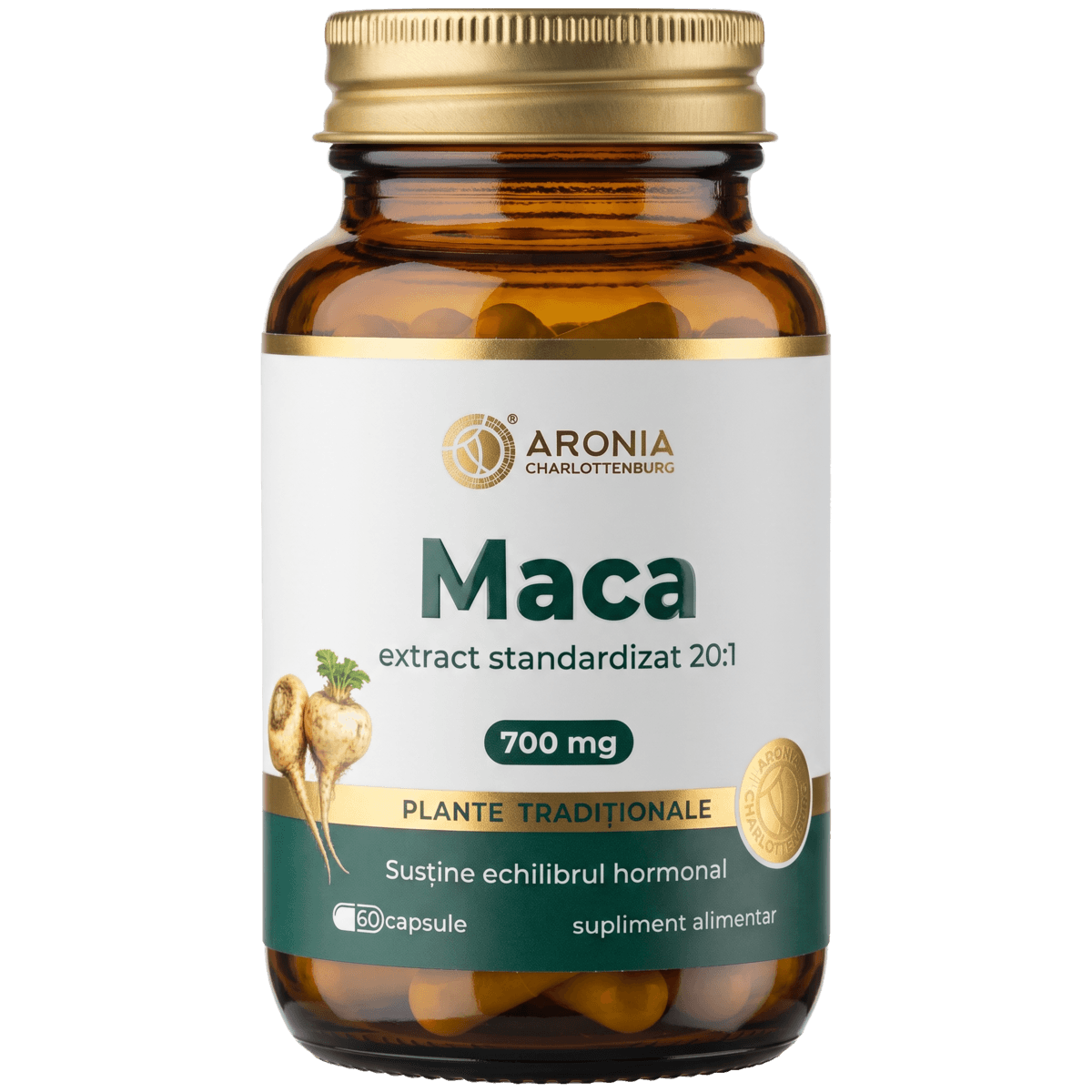 Maca 700 mg — 60 capsule cu extract concentrat din rădăcină de Maca pentru susținerea libidoului, echilibrului hormonal și vitalității | Plante Tradiționale