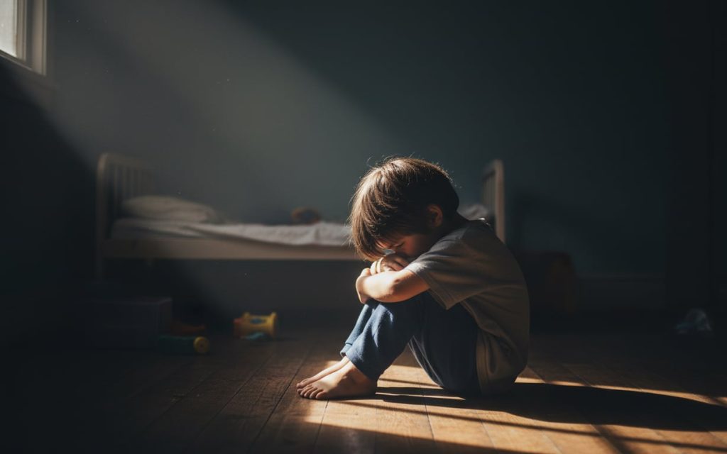 3. Cauzele si factorii de risc (copil trist care sta pe jos, trauma din copilarie, dormitor intunecat)