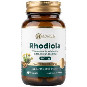 Rhodiola 650 mg — 60 capsule cu extract concentrat din rădăcina plantei, care sprijină organismul împotriva stresului, oboselii mentale și epuizării fizice | Plante Tradiționale