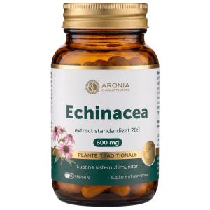 Echinacea 600 mg — 60 capsule cu extract concentrat din plantă, pentru susținerea sistemului imunitar, confort respirator și sprijin împotriva răcelilor  |  Plante Tradiționale