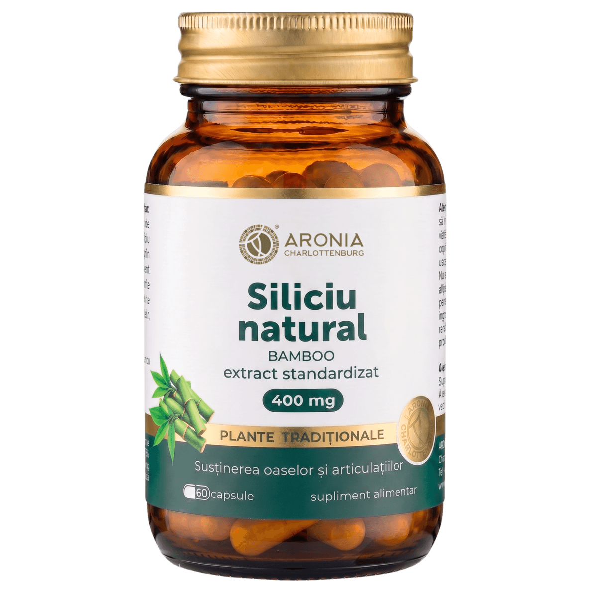 Siliciu Natural 400 mg — 60 capsule cu extract standardizat din tulpini tinere de bambus, pentru oase, articulații și libertatea de mișcare | Plante Tradiționale