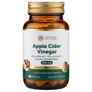 Apple Cider Vinegar 500 mg — 60 capsule cu extract standardizat din oțet de cidru de mere, pentru digestie, echilibru alimentar și sațietate | Plante Tradiționale