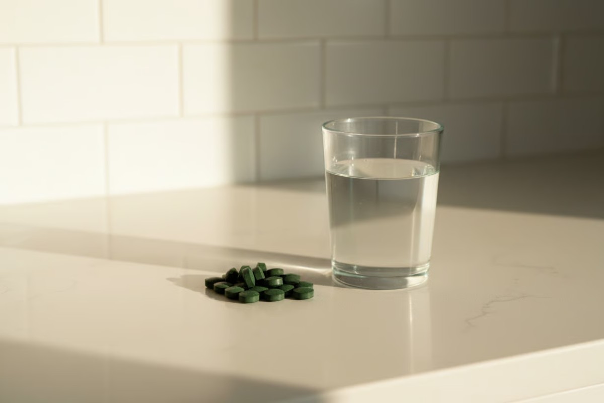 1. Spirulina beneficii pentru sanatate, la ce ajuta si cum se administreaza corect Tablete de spirulina si un pahar cu apa — rutina zilnica de suplimentare