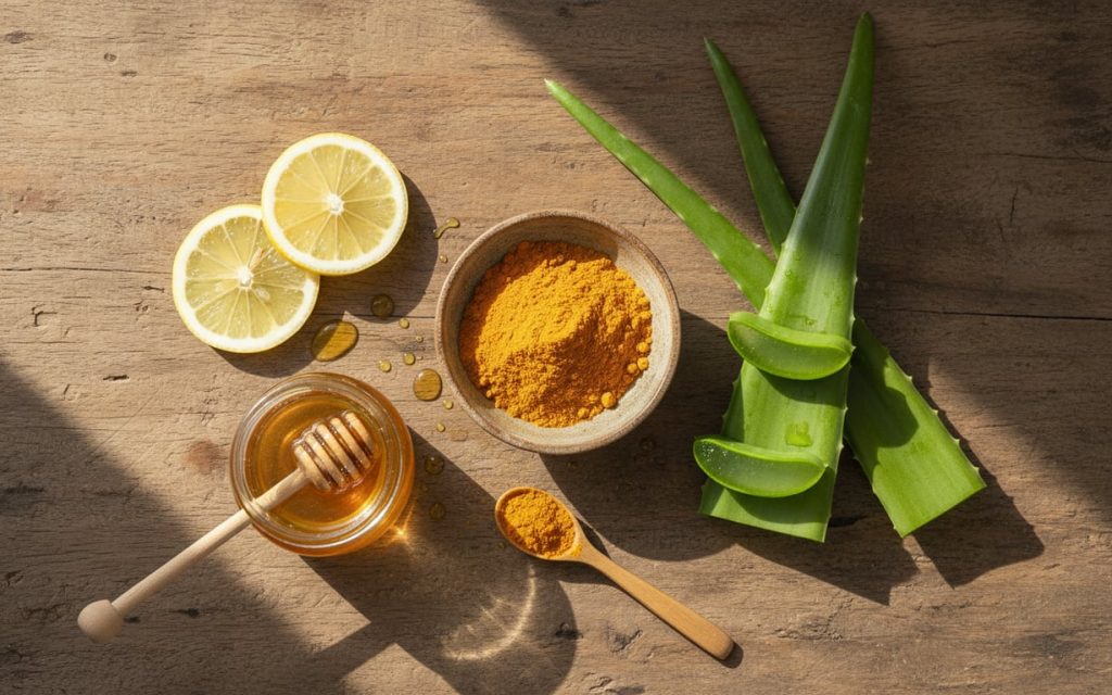 5. Tratamente naturiste (produse naturale, miere, curcuma, lamaie, aloe vera)