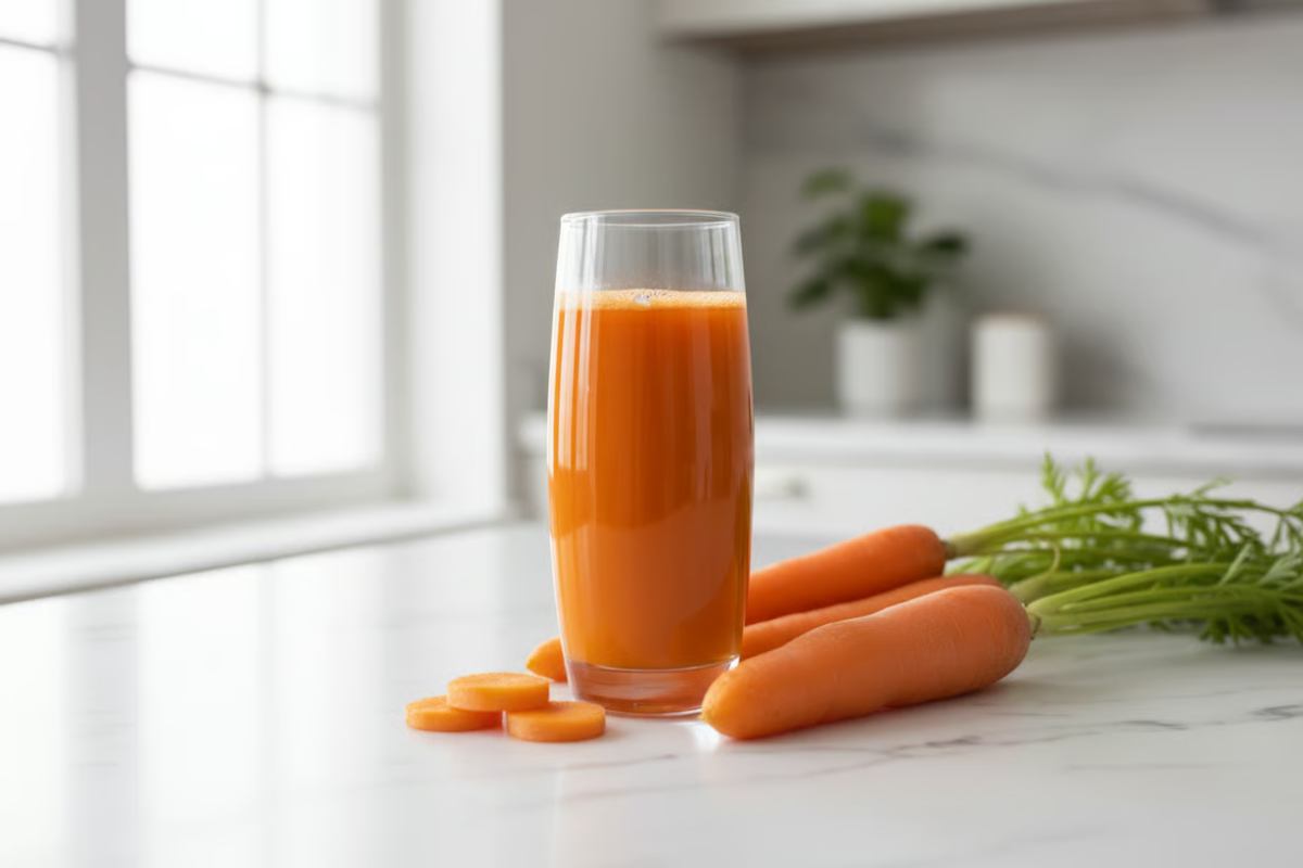 1. Ce vitamine are morcovul Beneficii, proprietati, remedii naturale si efecte asupra sanatatii Pahar cu suc proaspat de morcovi alaturi de morcovi intregi