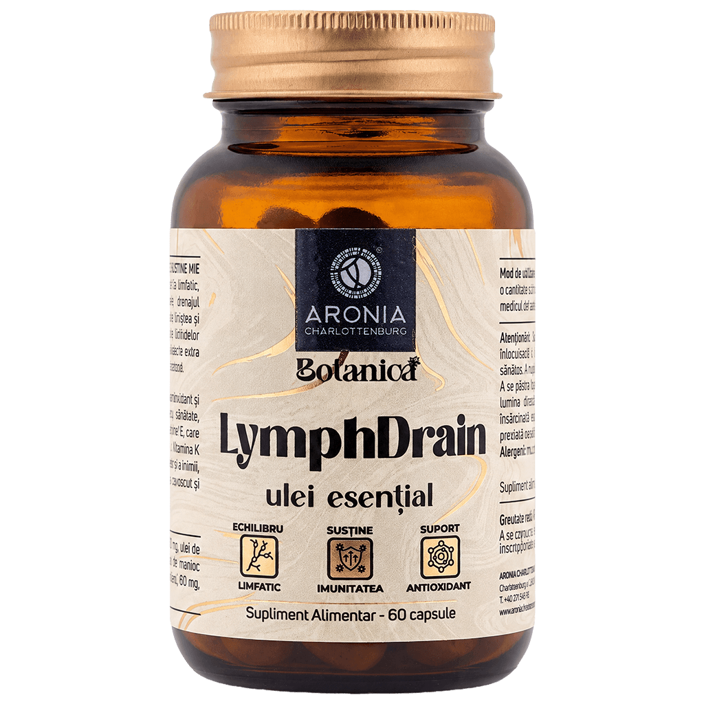 Lymph Drain — capsule cu 6 uleiuri esențiale pentru perioadele în care reții apă, corpul pare mai încărcat și ai picioarele grele | Botanica