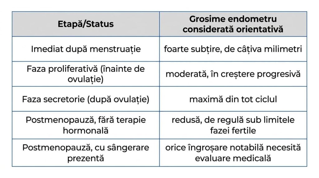 Tabel medical cu grosimea endometrului