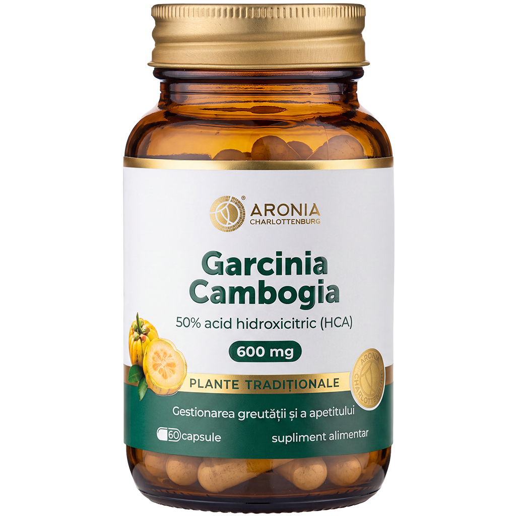 Garcinia Cambogia 600 mg — 60 capsule cu extract standardizat la minimum 50% HCA, pentru gestionarea apetitului și susținerea metabolismului | Plante Tradiționale