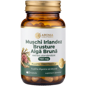 Mușchi Irlandez, Brusture și Algă Brună 750 mg — 60 capsule pentru digestie, floră intestinală, detoxifiere naturală și metabolism | Plante Tradiționale