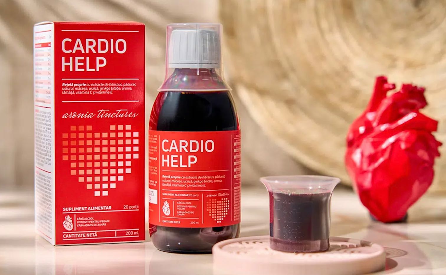 Ce suplimente ajuta la subtierea naturala a sangelui (Aronia Cardio Help, supliment pentru circulatia sangelui, model cu inima rosu)