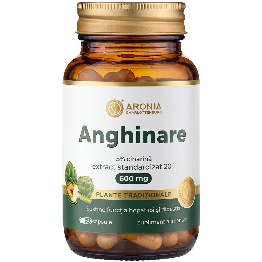 Anghinare 600 mg — 60 capsule cu extract standardizat la minimum 5% cinarină, pentru sănătatea ficatului și confort digestiv | Plante Tradiționale