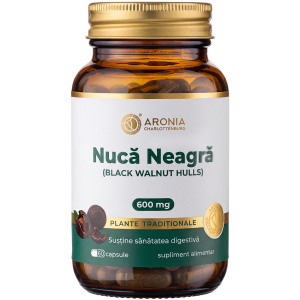 Nucă Neagră (Black Walnut Hulls) 600 mg — 60 capsule cu extract concentrat, pentru sănătatea digestivă și echilibrul intestinal | Plante Tradiționale