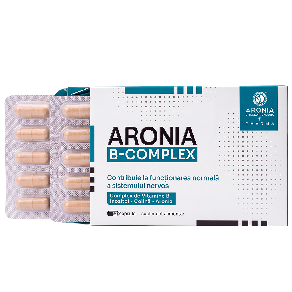 Aronia B-Complex — 30 de capsule cu toate cele 8 Vitamine B + Aronia, pentru sistemul nervos, reducerea oboselii și mai multă energie | Pharma, 1 - aronia-charlottenburg.ro