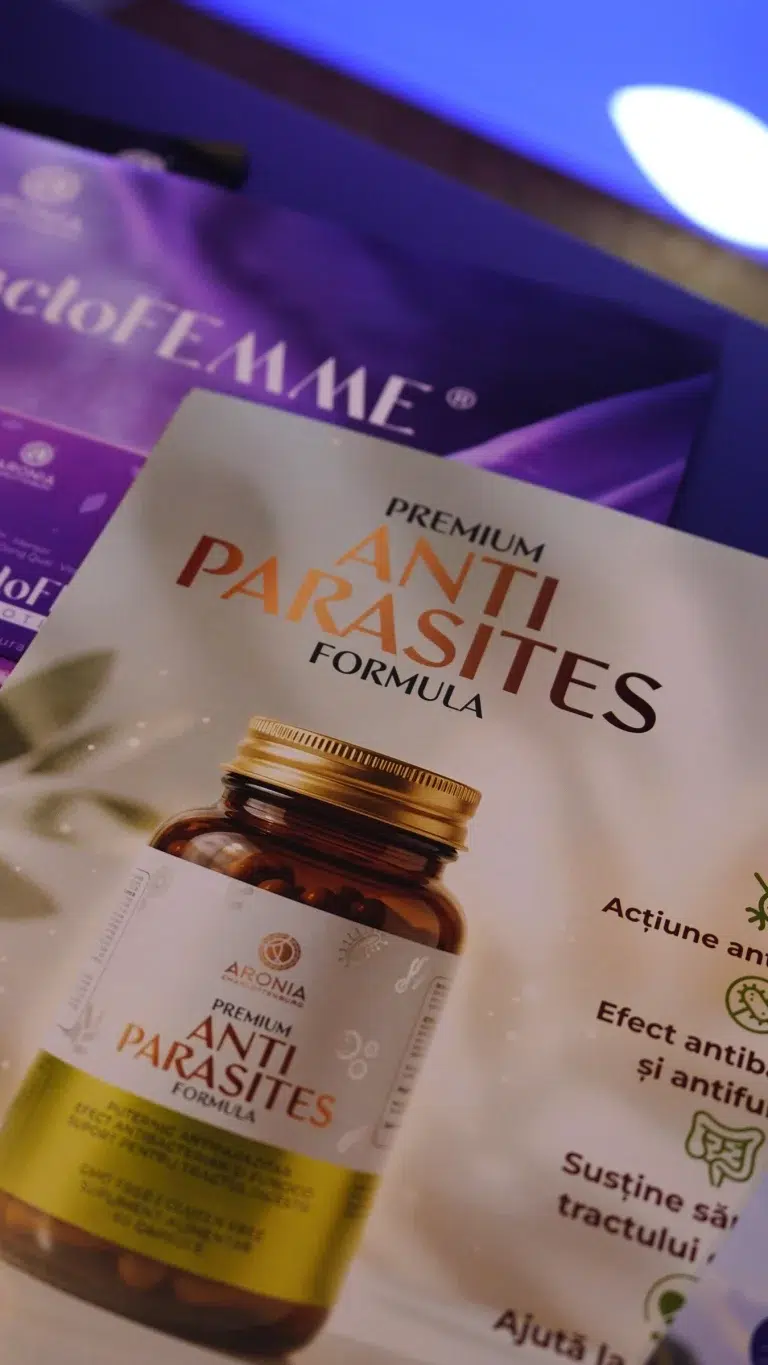 Pliant pentru suplimentul Anti Parasites la standul Aronia, Piatra Neamț